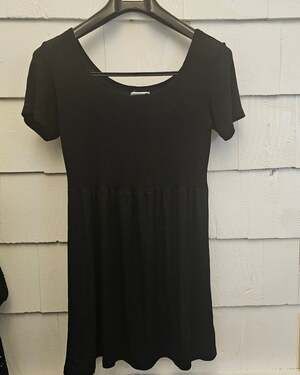 Baja Blue Black Short Sleeve Fit & Flare Dress Women's Made in USA